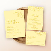 Invitation Modern Butter Yellow Floral Wedding