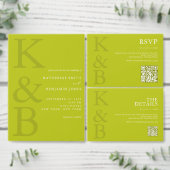 Modern Chartreuse Monogram Minimalist Wedding Kaart (Personaliseer de collectie van deze zelfstandige maker.)