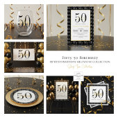 Modern Typography 50th Birthday Party Black Gold Folie Uitnodiging