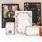 Modern chique boho wilde bloemen afstuderen etiket