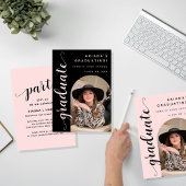 Modern Photo Elegant Script Graduation Party Kaart