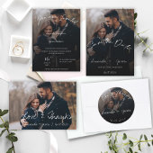 Carte Postale Faire-part de mariage photo monogramme avec superp