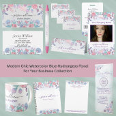 Tampons Encreurs Moderne Chic Aquarelle Bleu Hydrangée Florale