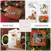 Tampon Auto-encreur Moderne Poinsettia & Verdure | Noël