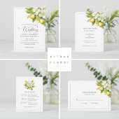Cartes de menu Mariage de fleurs d'agrumes