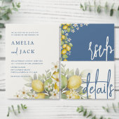 Cartons Réponse Aquarelle moderne Citron bleu et jaune Mariage (Personnalisez la collection de ce créateur indépendant.)