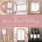 Invitation Tout En Un Dusty Rose Floral Gold géométrique QR Code Mariage