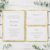Invitation Formal Modern Classic Elevated Gold Pearl Wedding (Personnalisez la collection de ce créateur indépendant.)