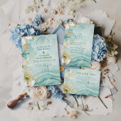 Save The Date Modern Coastal Wave Floral Wedding