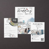 Modern geïllustreerd liefdesverhaal Minimal Courth Save The Date (Personaliseer de collectie van deze zelfstandige maker.)