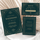 Invitation Déco moderne | Emerald Green et Champagne Mariage