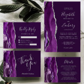 Cartons Réponse Mariage moderne d'âge d'argent violet profond