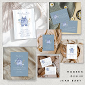 Invitation Modern Denim Blue Jean Stripes Baby Shower