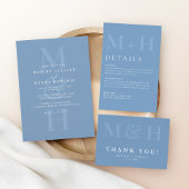 Modern Dusty Blue QR Code Wedding Online RSVP Card Informatiekaartje