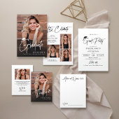 Invitation En Aluminium Modern Grad Cap Signature Script Simple Graduation