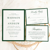 Carte D'accompagnement Modern Green Border Wedding Reception