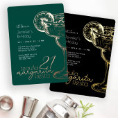 Invitation En Aluminium Fête moderne verte Margarita 60e anniversaire
