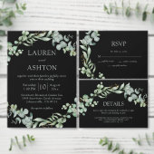 Étiquette Vert moderne Sage noir Simple Mariage (Personnalisez la collection de ce créateur indépendant.)