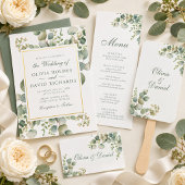 Éventail Programme de mariage à la verdure moderne Eucalypt