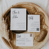Plaque De Table Noir | Botte photo moderne manuscrite QR Code