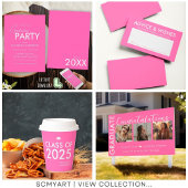 Faire-part Moderne Hot Pink Chic Diplômé photo