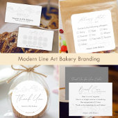Sticker Rond Modern Bakery Line Art Thank You