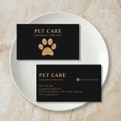 Signe De Table Modern Luxury Black Gold Paw Pet Grooming Service