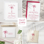 Invitation Elégant Palm Magenta Formal Beach Mariage