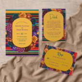 Faire-part de mariage moderne aux fleurs mexicaine (Personnalisez la collection de ce créateur indépendant. )