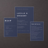 Save The Date Modern Midnight Blue Editorial All Caps (Personnalisez la collection de ce créateur indépendant.)