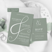 Invitation Moderne minimaliste Mariage vert d'escargot