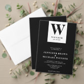 Formal Black Modern Monogram Design Wedding Drieluik Kaart (Personaliseer deze collectie van deze onafhankelijke maker. Test)