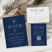 Invitation Moderne Élégante calligraphie Mariage de marine