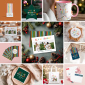 Fotocollage kerstregenboogkleurig heldere kerstfot ronde sticker