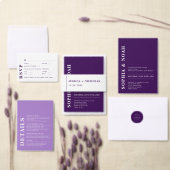 Invitation Mariage élégant minimal moderne blanc & violet (Personnalisez la collection de ce créateur indépendant.)