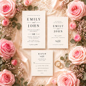 Menu Mariage Minimaliste Moderne Noir & Beige
