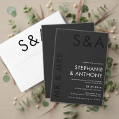 Modern minimalistisch monogram zwart-wit huwelijk programma (Personaliseer deze collectie van deze onafhankelijke maker. Test)