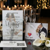 Modern Script 4 Photo QR Code RSVP Wedding  Kaart