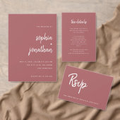 Modern minimalistisch script Terra Rosa | Weddensc Kaart (Personaliseer de collectie van deze zelfstandige maker.)