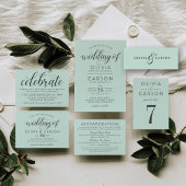 Modern Mint en Black Script Wedding Save The Date