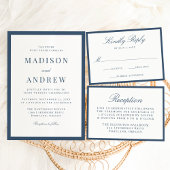 Carte D'accompagnement Modern Navy Border Wedding Reception