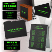 Carnet Professionnel Simple Moderne Neon Vert Noir