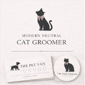 Modern Neutral Cat Grooming Business Insert |  Bedankkaart