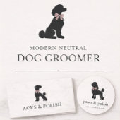 Modern Neutral Dog Groomer | Editable Visitekaartje