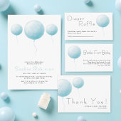 Invitation Minimalist Pastel Blue Balloons Baby Boy Shower
