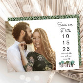 Modern Photo Wedding Save the Date with Tree Icons
