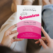Invitation Rose moderne avec Diamant Tiara Quinceanera
