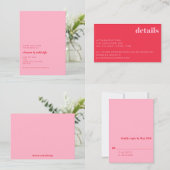 Invitation Rouge rose vif rose moderne Mariage simple