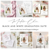 Modern Pink Bow Photo Graduation Party Invitation