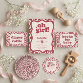 Sticker Rond Modern Pink Leopard Oh Girl! Baby Shower